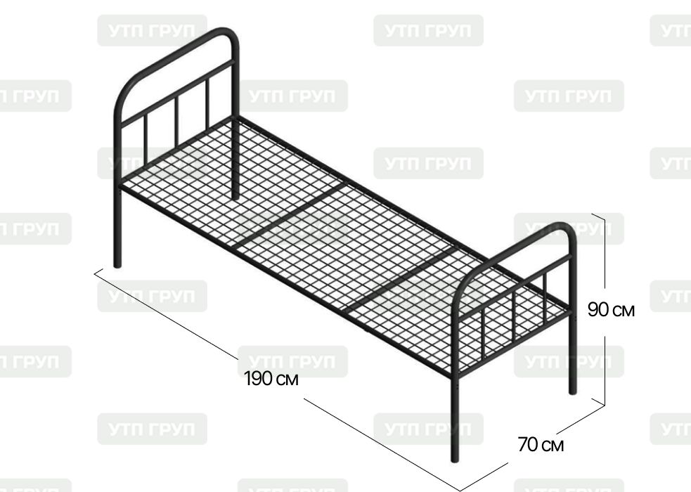 Ліжко односпальне армійське нерозбірне 70x190 см