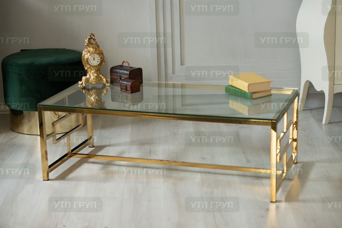 Журнальный стол CL-1 прозрачный+золото