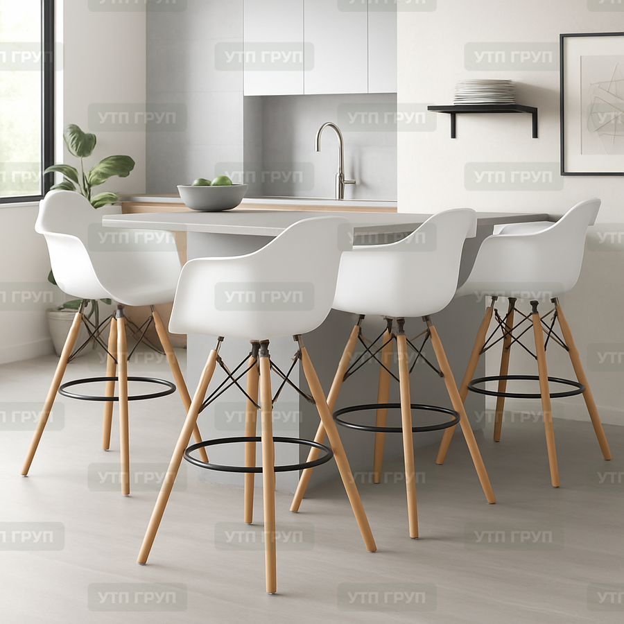 Стілець Тауер Вуд Eames барний високий білий