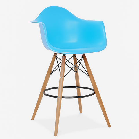 Стілець Тауер Вуд Eames барний високий блакитний