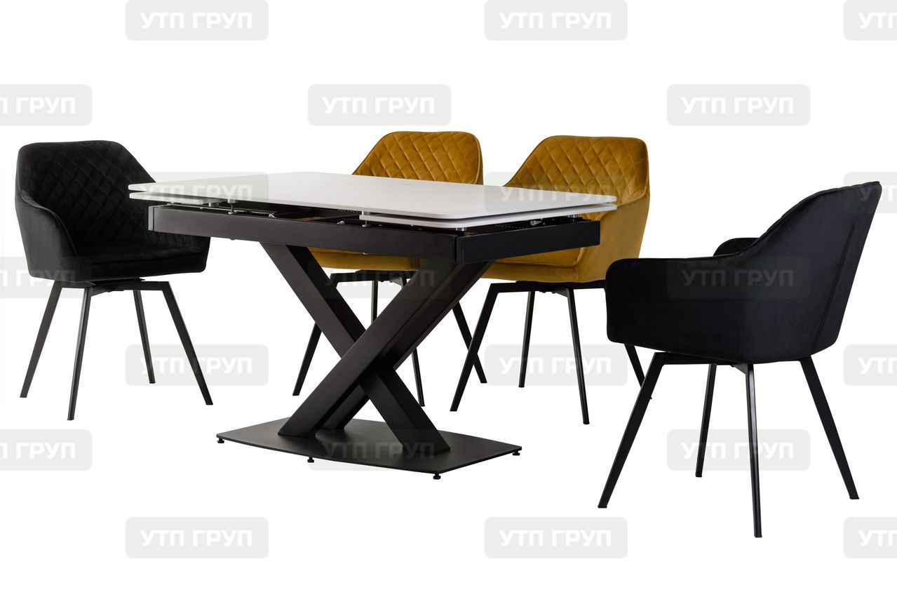 Стол обеденный TML-817-1 (белый мрамор/черный)
